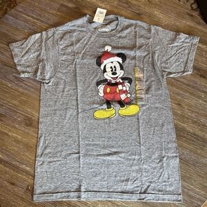 Disney Mickey Mouse S Christmas T Shirt Gray Athletic fit Men's Graphic Tee NWT
